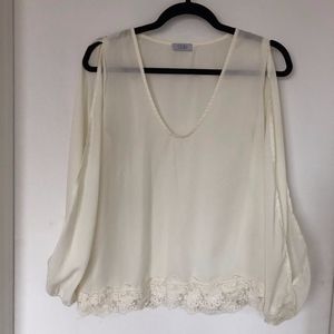 Cream Sheer Lace Blouse